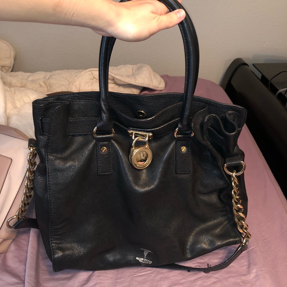 Vintage Michael Kors Black Leather & Gold Purse